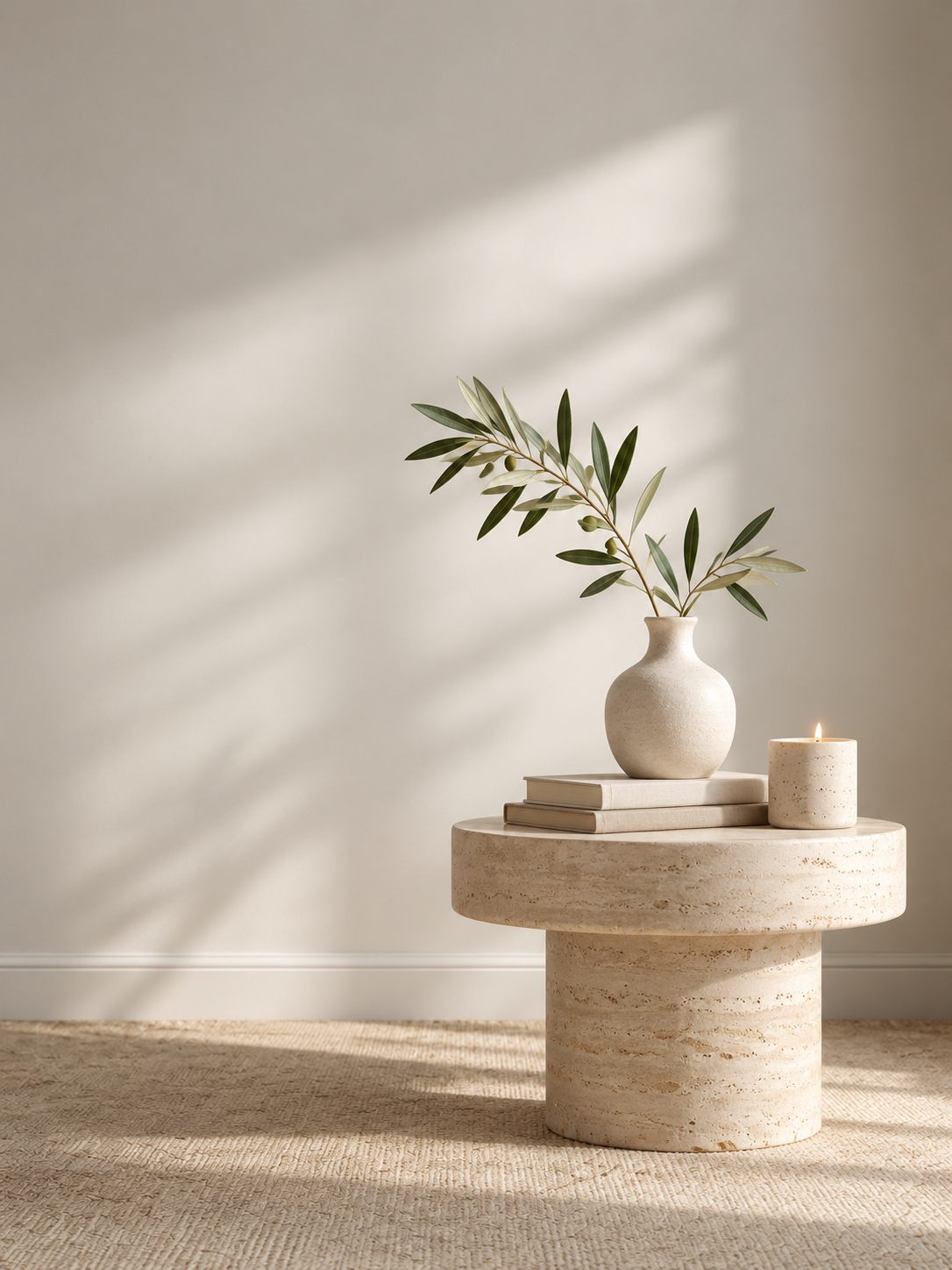 sunlit travertine still life